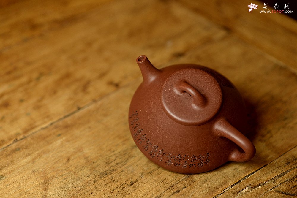 紫砂壶图片：吴杰摹古之全手子冶石瓢 墨生装饰 器形端正~ 骨肉均挺 - 宜兴紫砂壶网