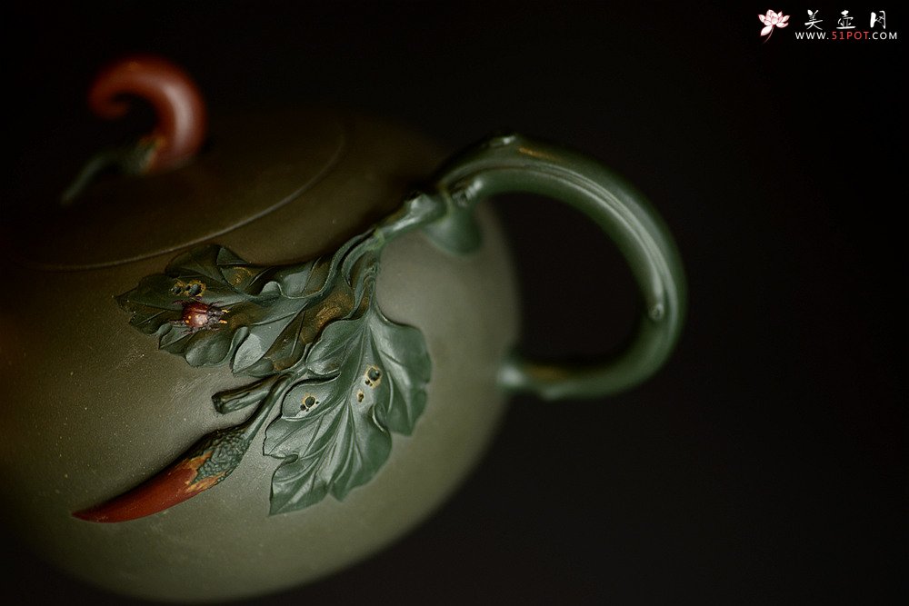 紫砂壶图片：原创作品 孙伟强张新亚合作 辣椒 红红火火 贴叶精湛细腻 - 宜兴紫砂壶网