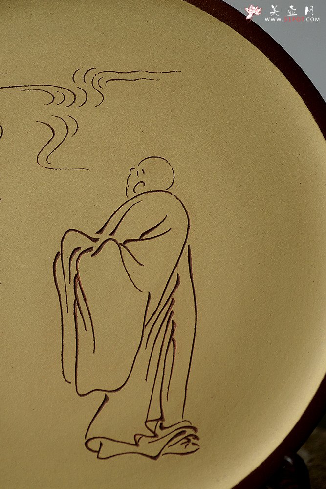 紫砂壶图片：张听刚挂盘 以刀代笔 行云流水 老辣精炼 - 宜兴紫砂壶网