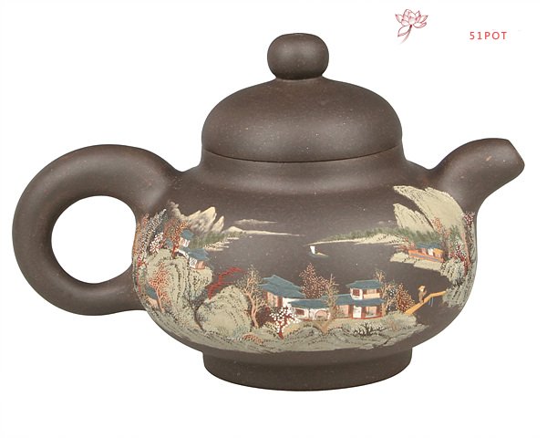 紫砂壶图片：彩绘漱泉壶 - 宜兴紫砂壶网