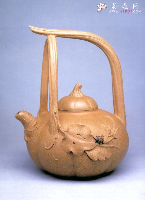 紫砂壶图片：南瓜提梁壶 - 宜兴紫砂壶网