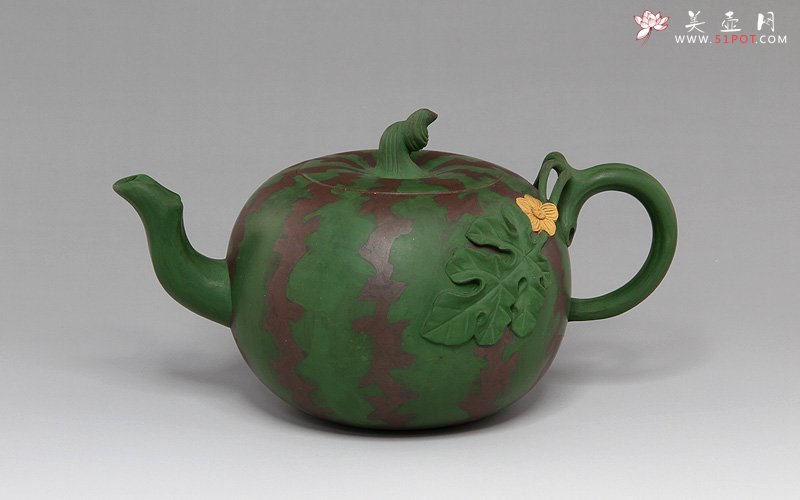 紫砂壶图片：绿皮西瓜壶 - 宜兴紫砂壶网
