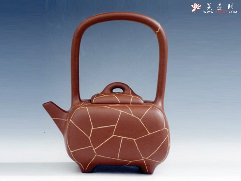 紫砂壶图片：冰纹提梁 - 宜兴紫砂壶网