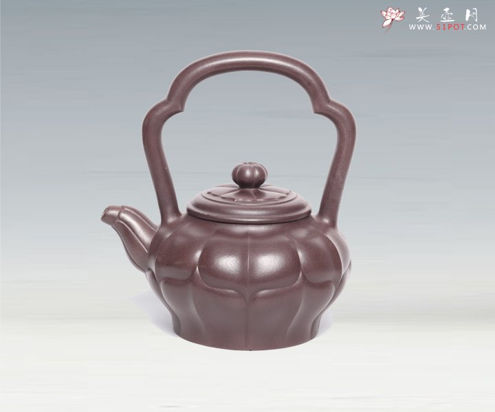 紫砂壶图片：合菱提梁壶 - 宜兴紫砂壶网