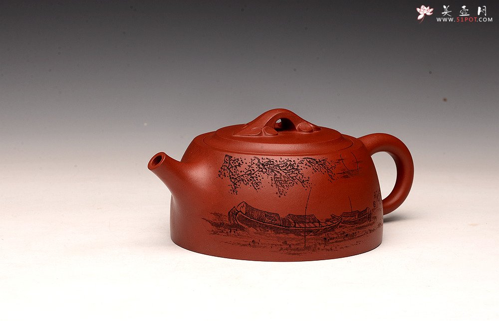 紫砂壶图片：枫桥夜泊之如意井栏 大口实用 - 宜兴紫砂壶网