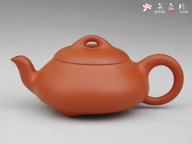 紫砂壶图片：朱泥三脚石瓢 - 宜兴紫砂壶网