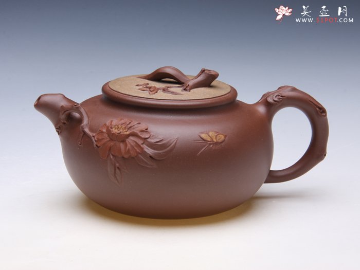 紫砂壶图片：牡丹迎春 - 宜兴紫砂壶网