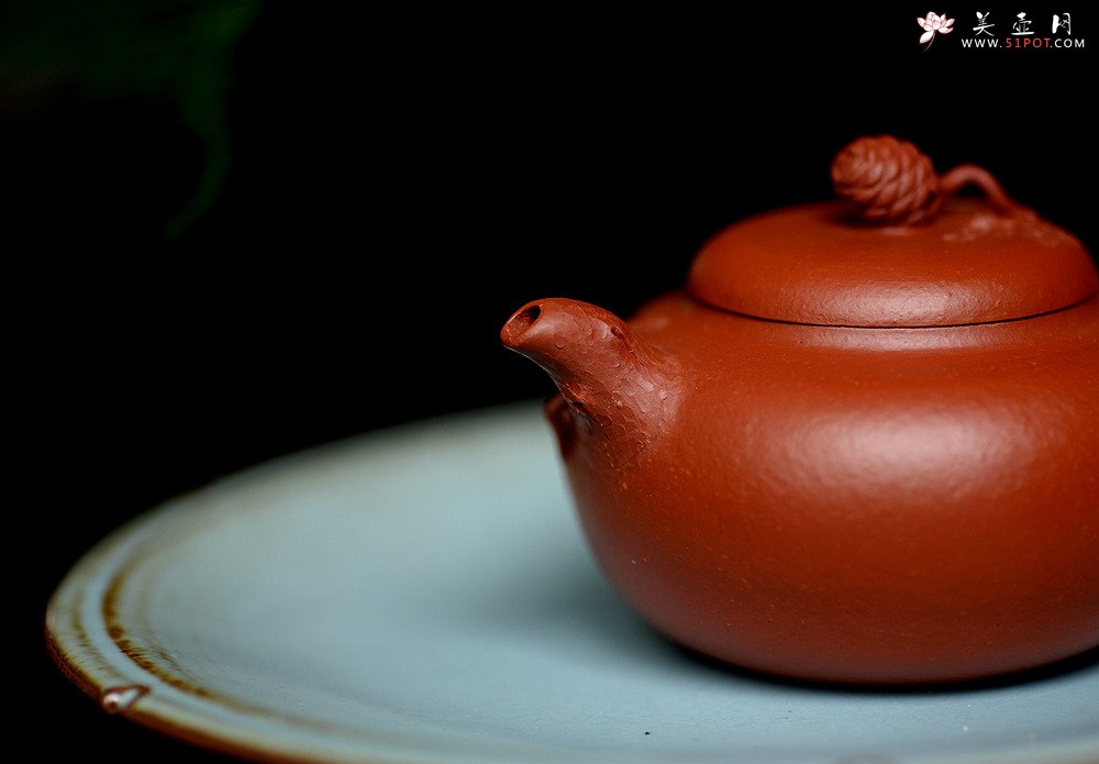 紫砂壶图片：蔡一强新品  实用花货 以松针装饰生动  原矿朱泥 全手松韵壶 - 宜兴紫砂壶网