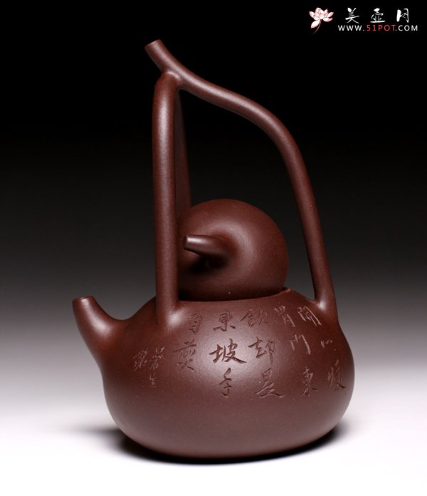 紫砂壶图片：南瓜提梁壶 - 宜兴紫砂壶网