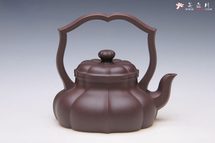 紫砂壶图片：提梁菱花壶 - 宜兴紫砂壶网