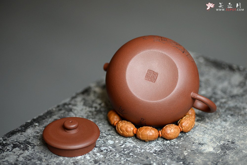 紫砂壶图片：詹黎明全手新作 浑厚圆润 高路精心装饰 球孔 做工精致 福圆 - 宜兴紫砂壶网