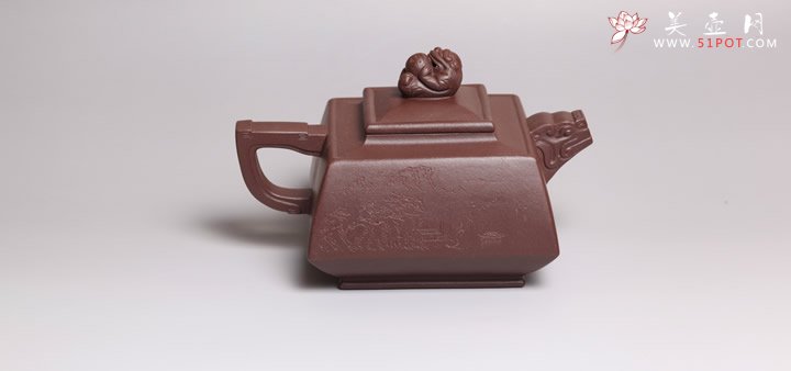 紫砂壶图片：庆丰年（四方戏狮壶） - 宜兴紫砂壶网