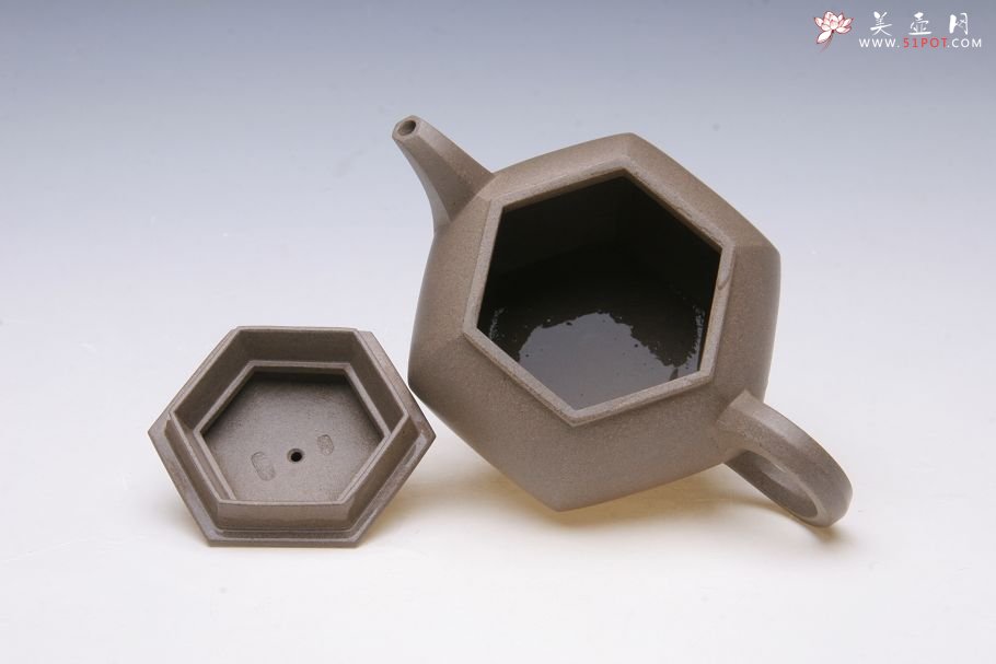 紫砂壶图片：全手工六方宫灯壶 - 宜兴紫砂壶网