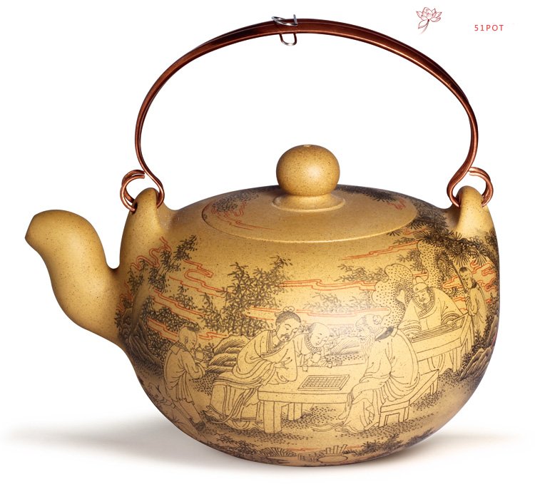 紫砂壶图片：学仕提梁壶 - 宜兴紫砂壶网