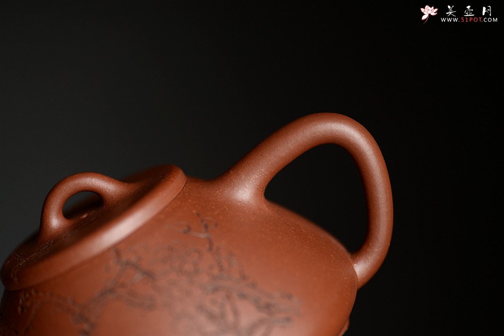 紫砂壶图片：手工炼制底槽青  骨骼清奇 国助范建鹏装饰 全手梅花石瓢 - 宜兴紫砂壶网