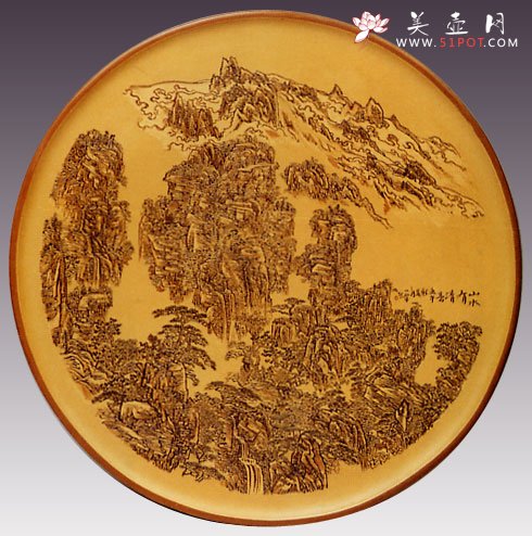 紫砂壶图片：山水有清音挂盘 - 宜兴紫砂壶网