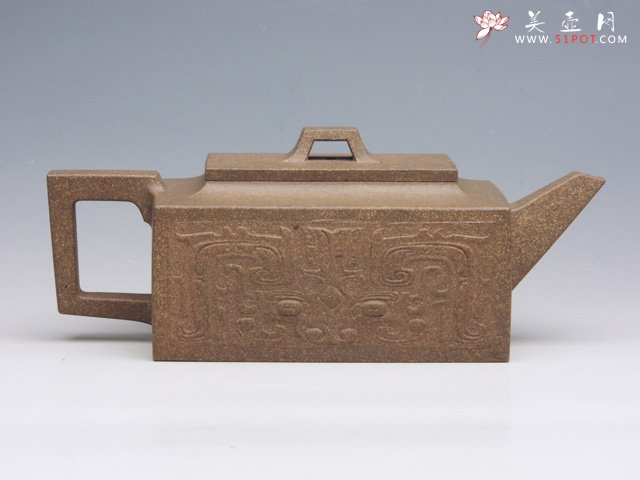 紫砂壶图片：龙凤呈祥四方壶 - 宜兴紫砂壶网