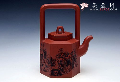 紫砂壶图片：六方提梁 - 宜兴紫砂壶网