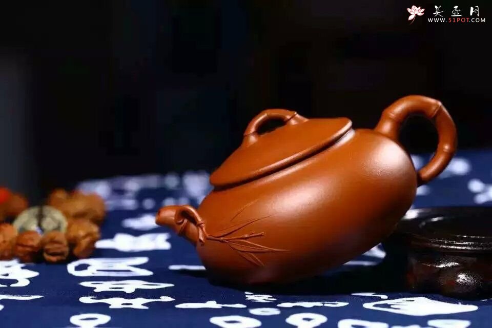 紫砂壶图片：扁竹鼓 - 宜兴紫砂壶网