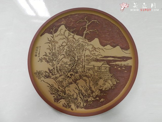 紫砂壶图片：溪山雪影 挂盘 - 宜兴紫砂壶网