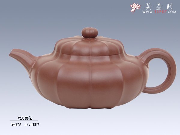 紫砂壶图片：六方菱花 - 宜兴紫砂壶网