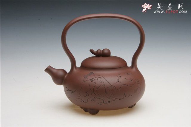 紫砂壶图片：葫芦提梁-范曾 - 宜兴紫砂壶网