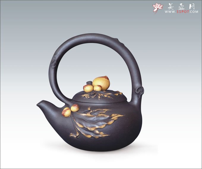 紫砂壶图片：圣桃提梁 - 宜兴紫砂壶网