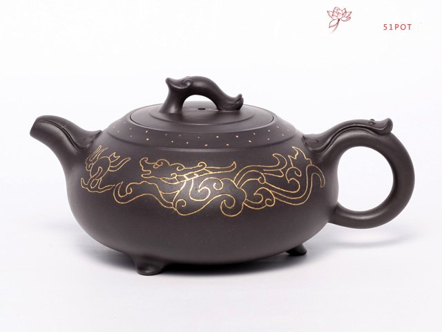 紫砂壶图片：镶金大行天下 - 宜兴紫砂壶网