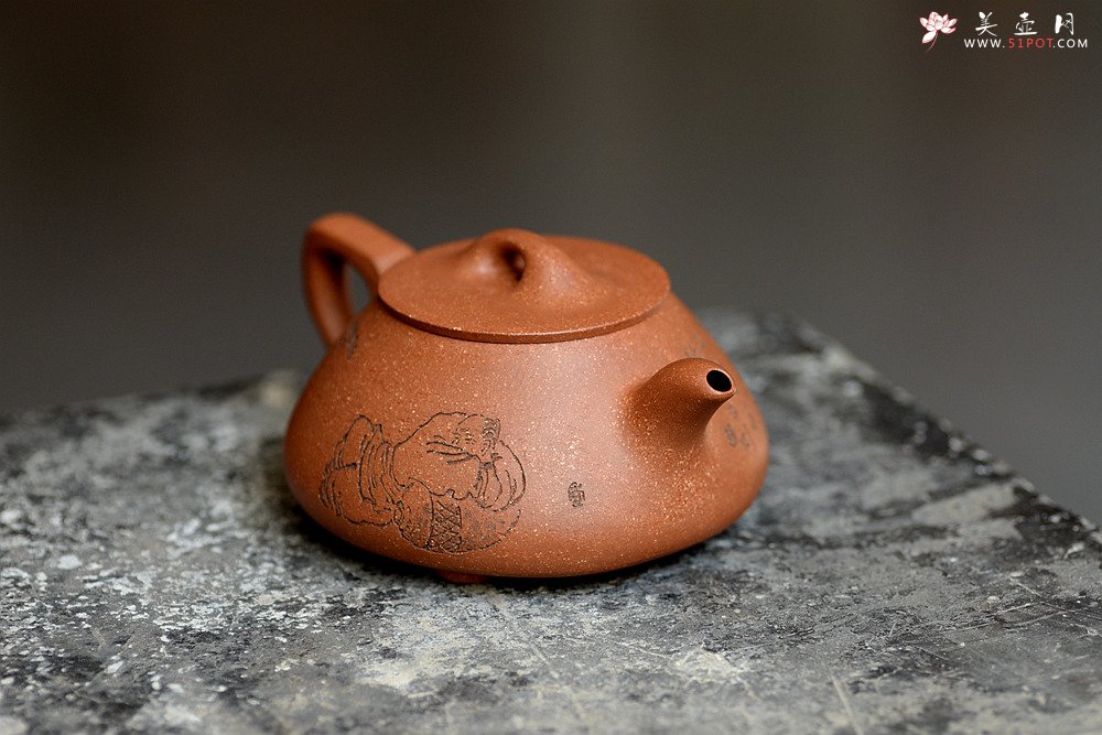 紫砂壶图片：陈进原创力作 全手东石韵瓢 刚柔并济 张听刚装饰  - 宜兴紫砂壶网