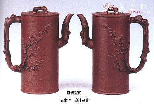 紫砂壶图片：喜鹊登梅 - 宜兴紫砂壶网
