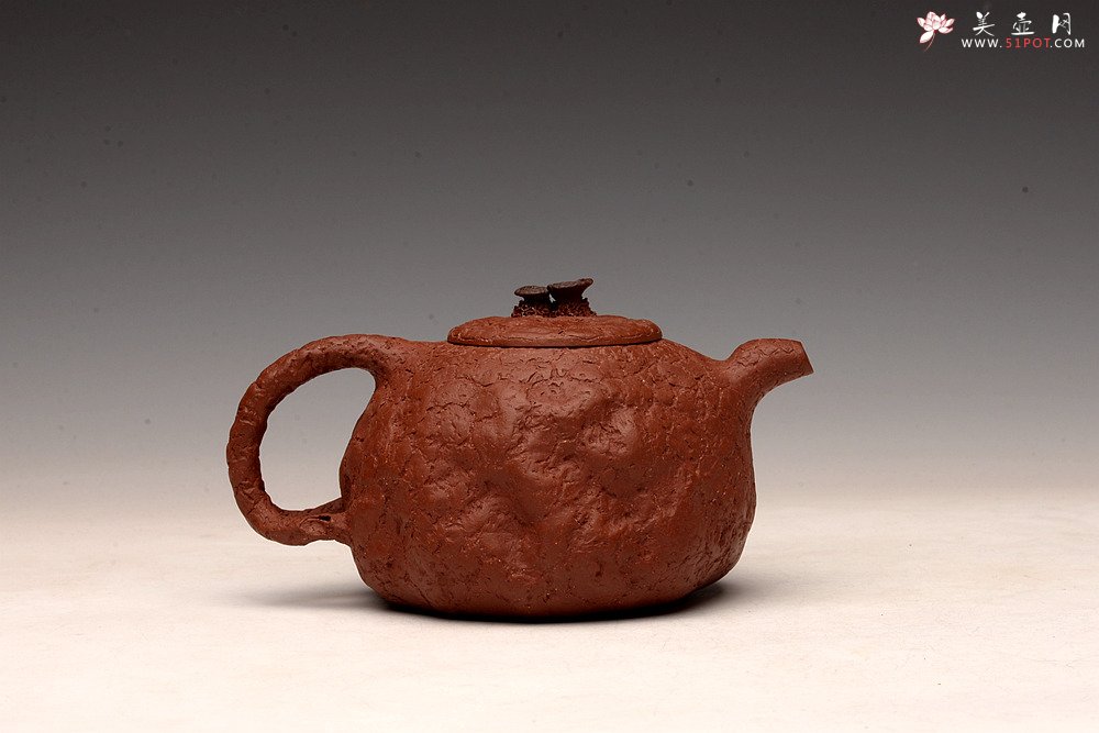 紫砂壶图片：肌理自然生动 全手灵芝龚春 古朴之味 - 宜兴紫砂壶网