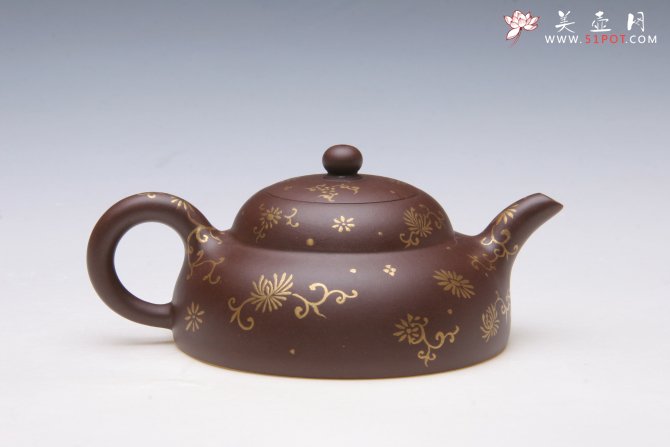 紫砂壶图片：描金笠帽壶 - 宜兴紫砂壶网