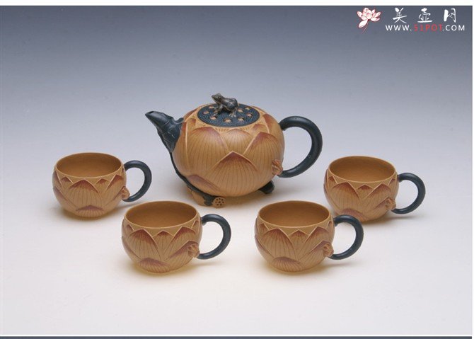 紫砂壶图片：荷花茶具 - 宜兴紫砂壶网