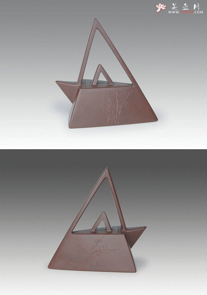 紫砂壶图片：三角提梁 - 宜兴紫砂壶网