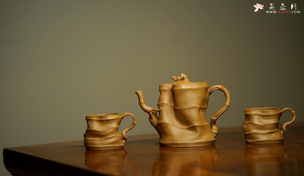 紫砂壶图片：林秀明最新作品 全手精品 文雅十足  清逸套组 一壶竹韵~ - 宜兴紫砂壶网