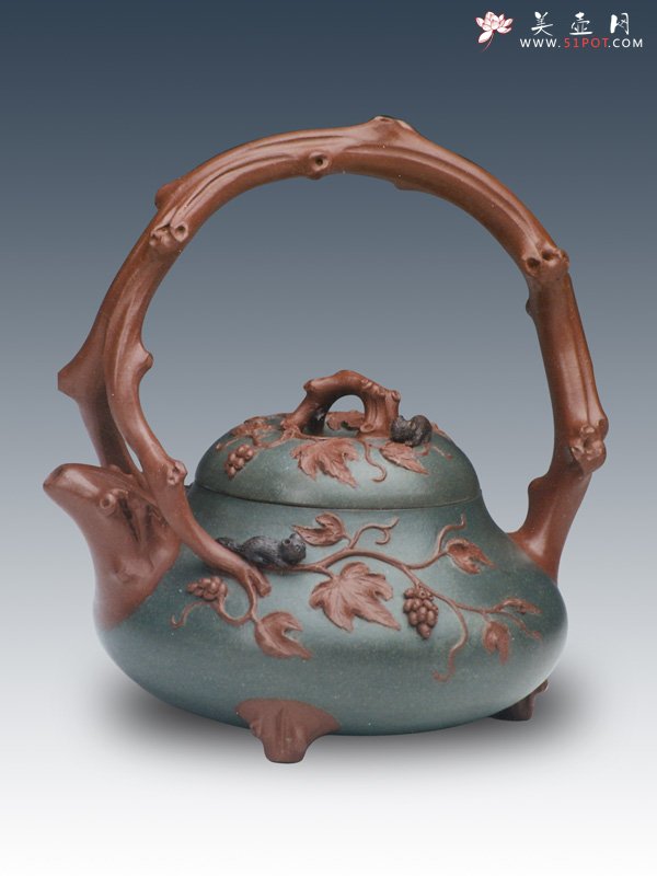 紫砂壶图片：秋硕提梁壶 - 宜兴紫砂壶网