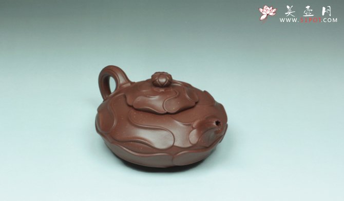 紫砂壶图片：翻盖风卷葵 - 宜兴紫砂壶网