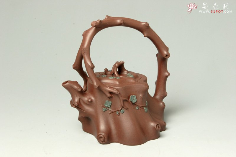 紫砂壶图片：望梅提梁壶 - 宜兴紫砂壶网