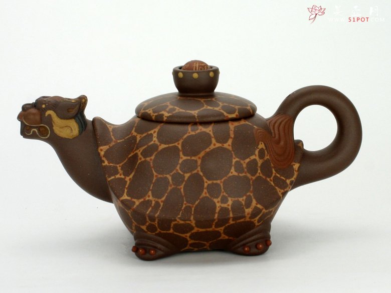 紫砂壶图片：七彩开片大龙龟 - 宜兴紫砂壶网