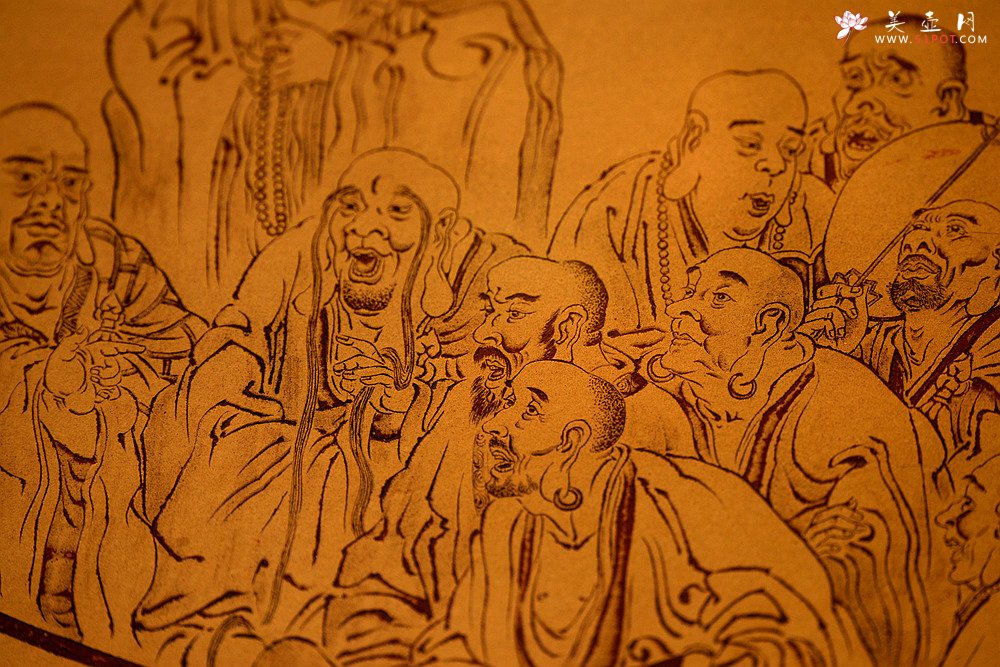 紫砂壶图片：谭华斌精心装饰 十八罗汉 壁画 送礼自珍佳作 - 宜兴紫砂壶网