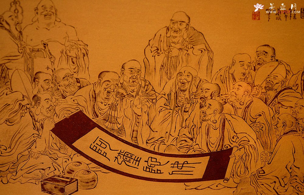 紫砂壶图片：谭华斌精心装饰 十八罗汉 壁画 送礼自珍佳作 - 宜兴紫砂壶网