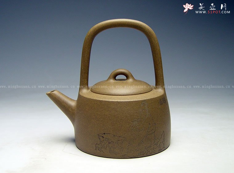 紫砂壶图片：曼生提梁壶 - 宜兴紫砂壶网