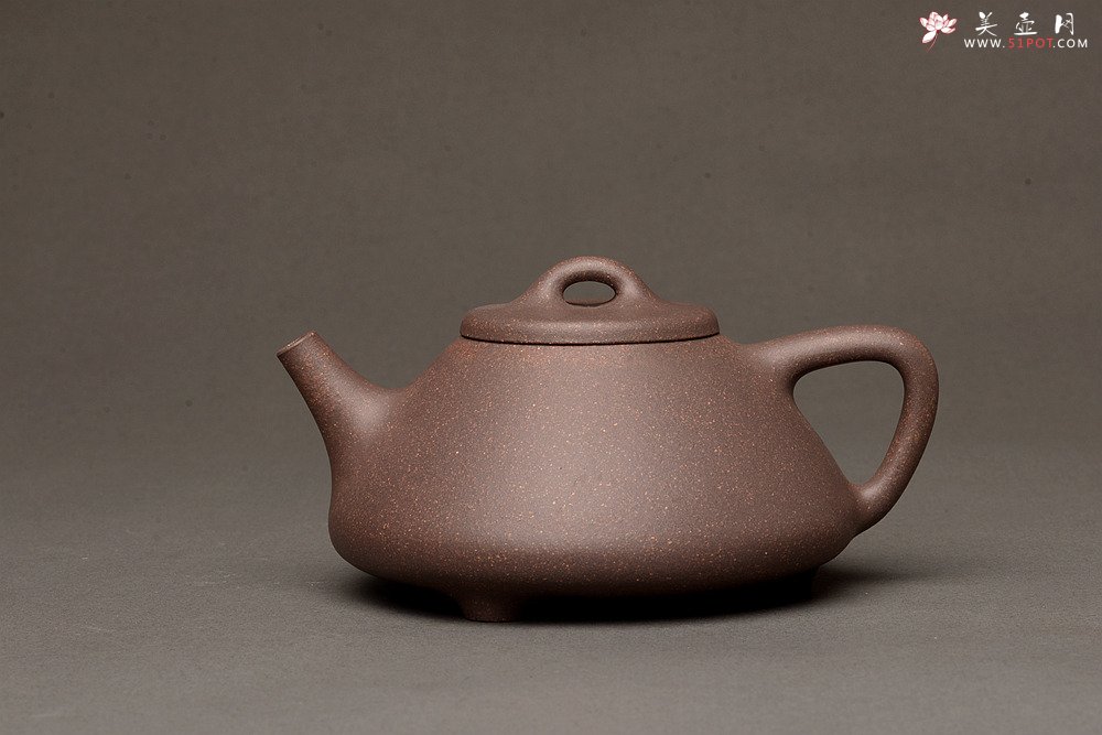 紫砂壶图片：周斌全手力作 精品高温老紫泥调砂 古朴金石其骨 子冶石瓢 - 宜兴紫砂壶网