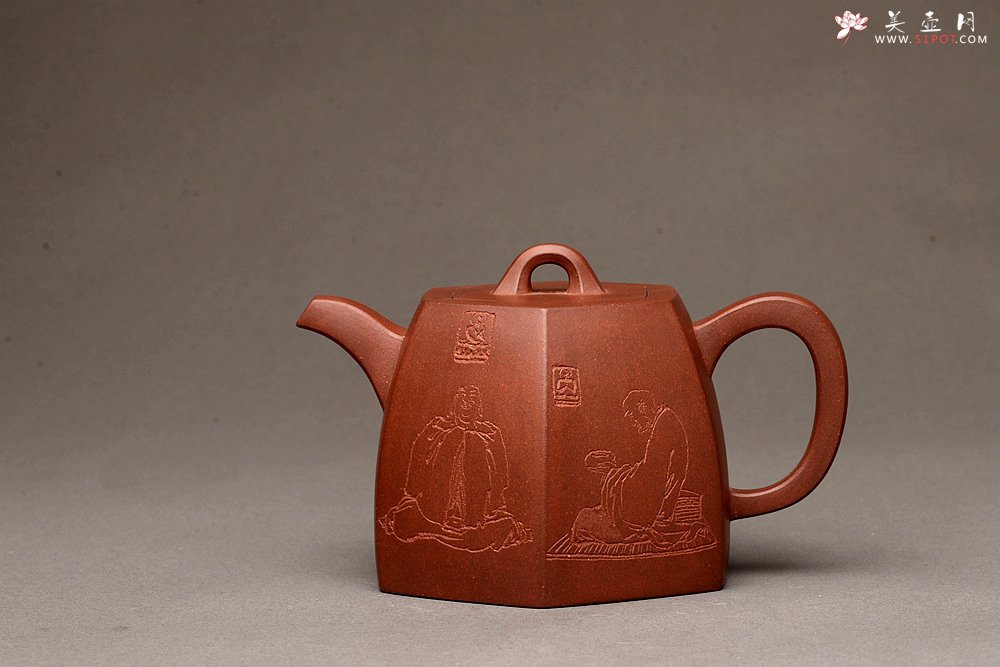 紫砂壶图片：高雅厚稳 全手六方秦权 强强联合 国高工陈宏林装饰 - 宜兴紫砂壶网