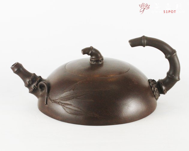 紫砂壶图片：陶艺竹段壶 - 宜兴紫砂壶网