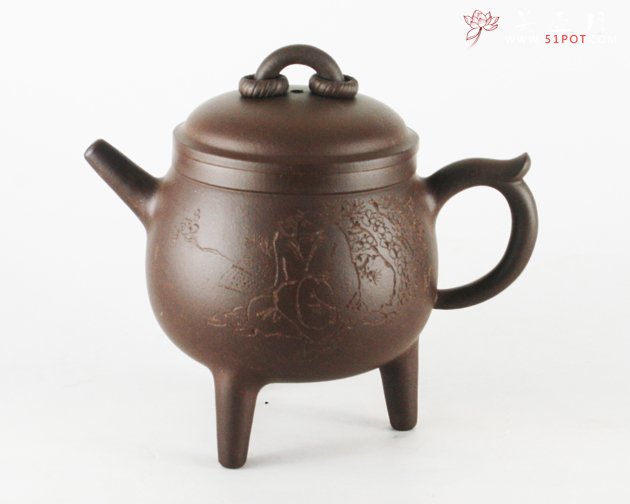 紫砂壶图片：双圈三足鼎 - 宜兴紫砂壶网