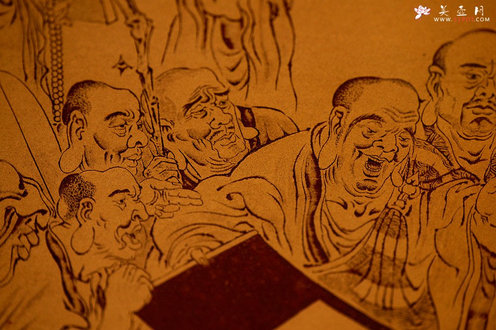 紫砂壶图片：谭华斌精心装饰 十八罗汉 壁画 送礼自珍佳作 - 宜兴紫砂壶网