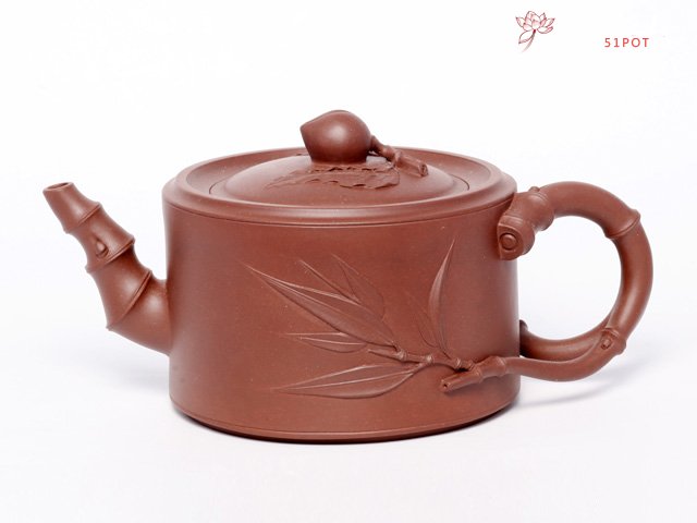 紫砂壶图片：桃源竹影竹段壶 - 宜兴紫砂壶网