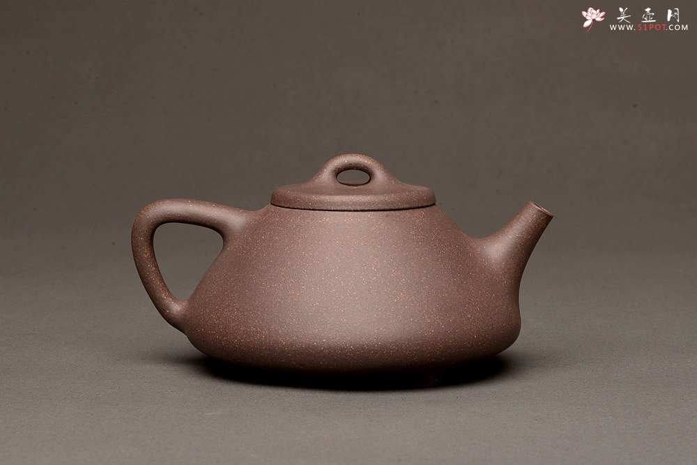 紫砂壶图片：周斌全手力作 精品高温老紫泥调砂 古朴金石其骨 子冶石瓢 - 宜兴紫砂壶网