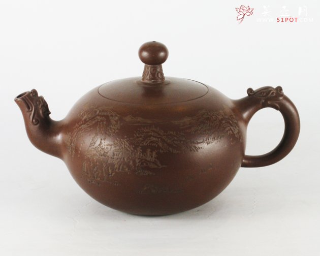 紫砂壶图片：双龙顶珠壶 - 宜兴紫砂壶网